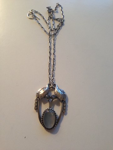 Georg Jensen 826 Silver Pendant with moon stones No 4 from 1904-1908
