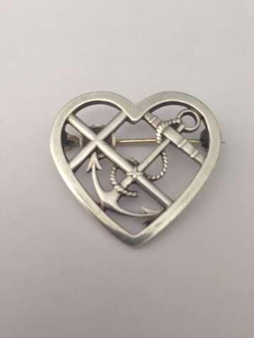 Georg Jensen Sterling Sølv Brooch Anchor and heart No 296 from 1933-1944