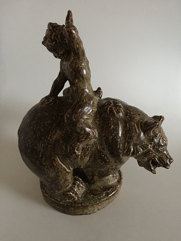 Royal Copenhagen Knud Kyhn Stoneware Figurine of Faun and Bear No 21233