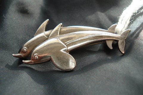 Georg Jensen Sterling Silver Brooch with dolphins No 317