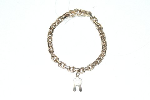 Anchor chain bracelet with pendant "R" Gold, 14 Karat