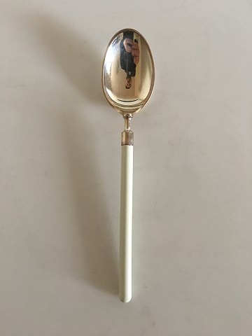 Hans Hansen Amalie Silver Dessert Spoon with White Handle