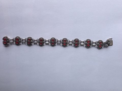 Georg Jensen Sterling Silver Bracelet with 18cabochon-cut cornelians No 8