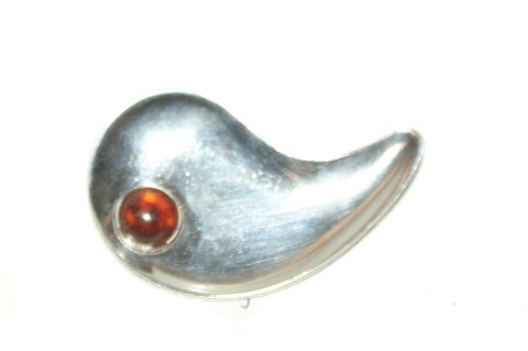 Brooch with amber, Silver