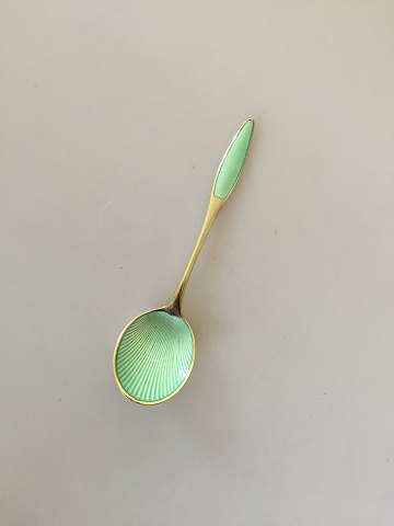 Frigast Sterling Silver Gilded Green enamel Spoon