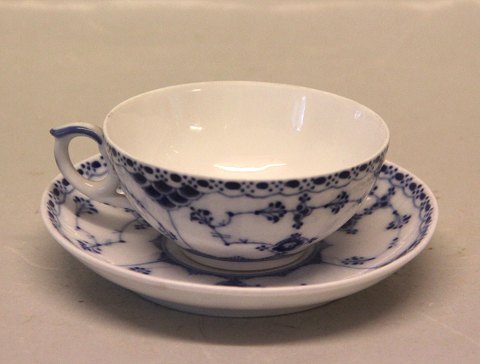Blue Fluted Danish Porcelain half lace 526-1 Coffee cup  3.5 x 8 cm , low and 
saucer 11.3 cm
