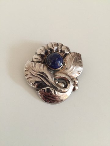 Georg Jensen Sterling Silver Brooch No 71 with Lapis Lazuli