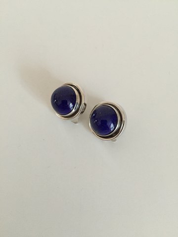 Georg Jensen Sterling Silver Harald Nielsen Earclips No 86D with Lapis Lazuli