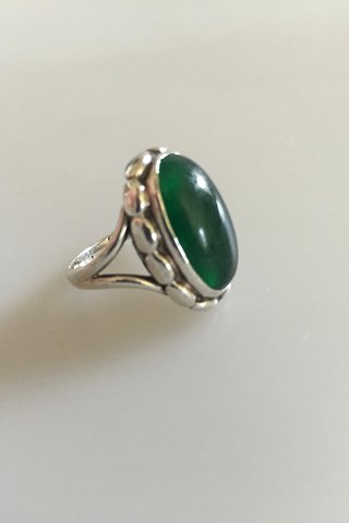 Georg Jensen Sterling Silver Ring No 19 with Clear Green Agate
