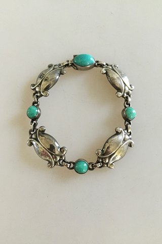 Georg Jensen Sterling Silver Bracelet No 11 with Green Agathes