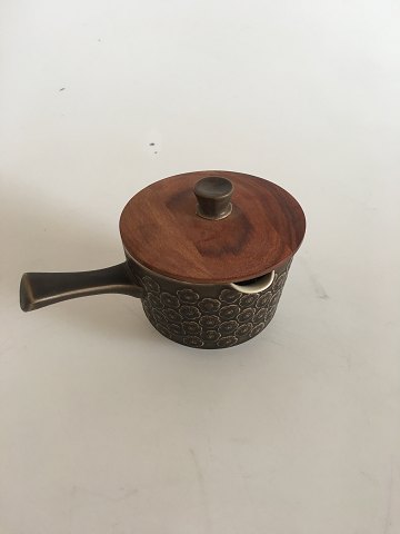 Bing & Grondahl Kronjyden Brown Azur Sauce Pot with Wooden Lid