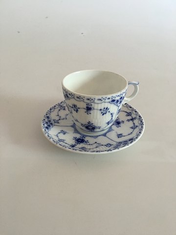 Royal Copenhagen Blue Fluted Half Laced Small Coffee Cup and Saucer No 528