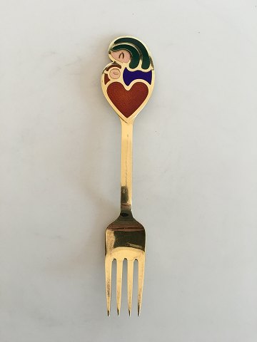 A. Michelsen Christmas Fork 1968 Gilded Sterling Silver with Enamel