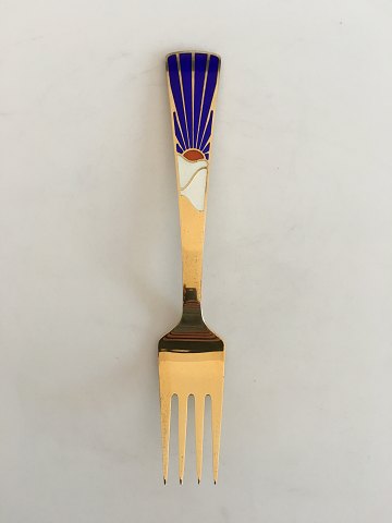 A. Michelsen Christmas Fork 1995 In Gilded Sterling Silver with Enamel
