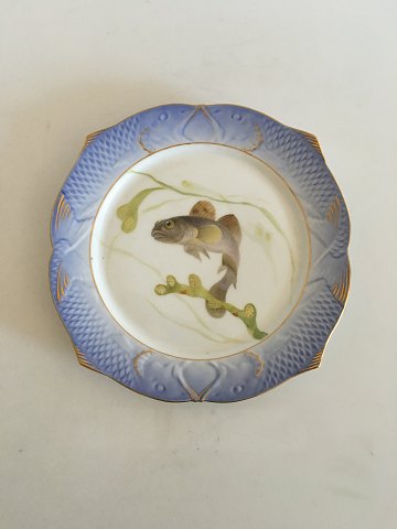 Royal Copenhagen Blue Fish Plate with Gold No 1212/3002 with Gobius Niger