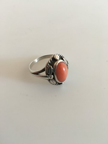 Georg Jensen Sterling Silver Ring with Peach Colored Stone No 1