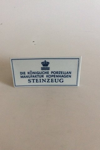 Royal Copenhagen Dealer Advertising Sign "Steinzeug" Stoneware