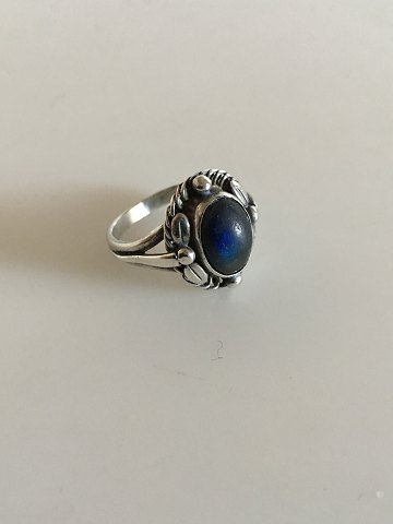 Georg Jensen Sterling Silver Ring No 1 with a Shimmering Blue Stone.