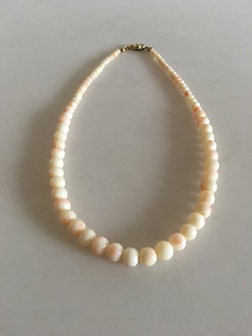 Pearl Necklace with Ivory and Lock of Gilded Sterling Silver