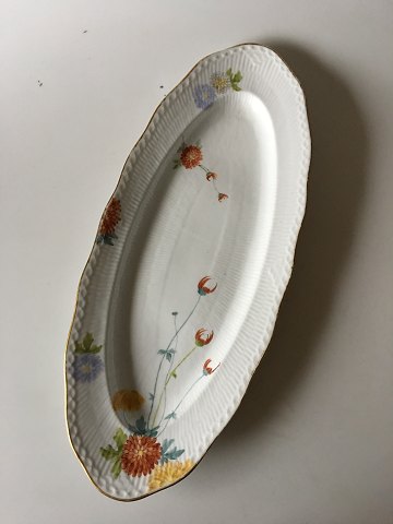 Royal Copenhagen No 93 White Half Lace w. Flowers and Gold Oval Fish Serving 
Tray