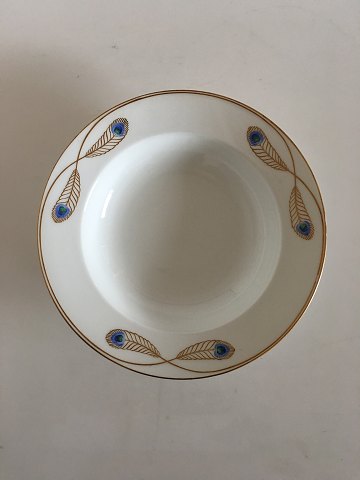 Royal Copenhagen No 118 Deep Soup Plate w. Golden Peacock Feather Ornament