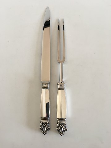 Georg Jensen Acanthus Carving Set in Sterling Silver and Stainless Steel No 117