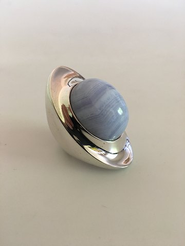 Georg Jensen Sterling Silver Henning Koppel Ring No. 242 with Sky Blue / Violet 
Stone