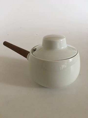 Bing & Grøndahl "White Koppel" Lidded Bowl with Handle of Wood No. 255
