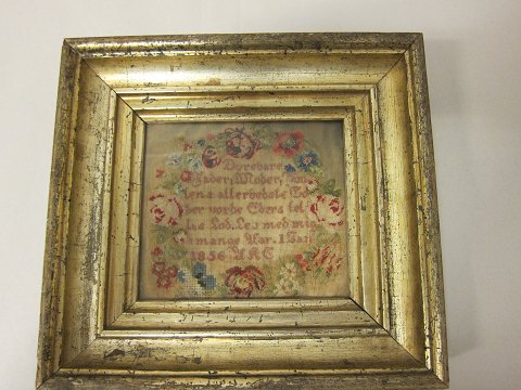 Sampler, embroider from 1856 framed in an antique silverframe
Measure of the sampler itself: 15cm x 13cm
Measure incl. the frame: 24,5cm x 26cm
We have a large choice of samplers, embroider 
Please contact us for further information
