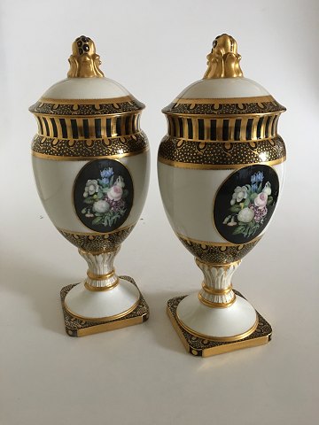 Bing & Grondahl Pair of Overglaze vase with Gold decoration by Theodor Larsen
