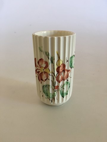 Lyngby Vase 10.3 cm H. with Flower Motif. Lyngby Porcelain