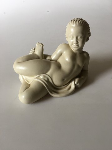 Royal Copenhagen Rare Figurine of Young Nude Boy in Iron Porcelain