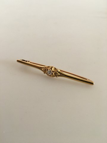 Georg Jensen 18K Gold Brooch No. 237 ornamented with small diamond