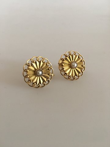 Georg Jensen 18K Gold Earrings (Screws) ornamented with a Pearl
