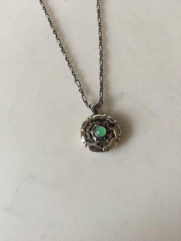 Georg Jensen Sterling Silver Necklace with Green Stone