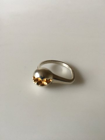 Georg Jensen Sterling Silver Modern Ring No 341 with Gilded Piece