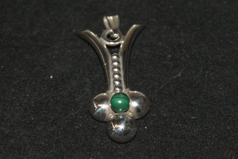Pendant with green stone, sterling silver