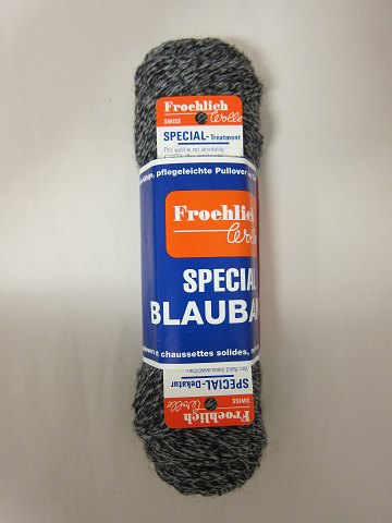 STOCKING WOOL
Mixed black, Colourno.: 411
The good old and wear well FROEHLICH STOCKING WOOL SPECIAL BLAU BAND, which is 
wearable for many years
1 ball of wool containing 50 grams