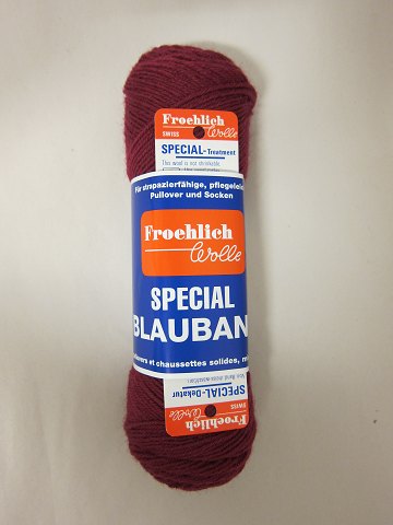 STOCKING WOOL
Dark red / Light bordeaux, Colourno.: 108
The good old and wear well FROEHLICH STOCKING WOOL SPECIAL BLAU BAND, which is 
wearable for many years
1 ball of wool containing 50 grams