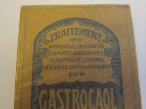 For the collector:
Gastrocaol from France
An old medical item.
We have a large choice of old goods from a grocer, and the goods are with the 
original contents 
Please contact us for further information