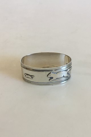 Cohr Silver Napkin Ring with Cat after Mouse