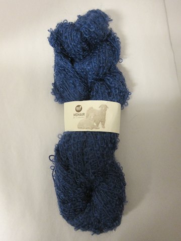 Mohair Bouclé
Mohair Bouclé is a natural product of a very high quality from the angora goat 
from South Africa.
The colour shown is: Blue shadow, Colourno.: 1002
1 ball of wool containing 100 grams