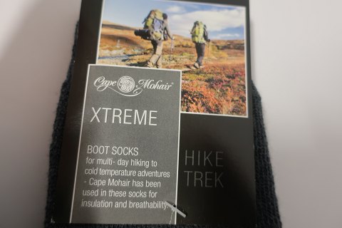 Socks made of Mohair Wool and Merino Wool
Very good socks with a very high content of wool (84% in total), one of the 
highest on the market
42% Mohair (Wool)
42% Merino (Wool)
16% Polyamid
This shown type is : XTREME Boot Socks (3717)