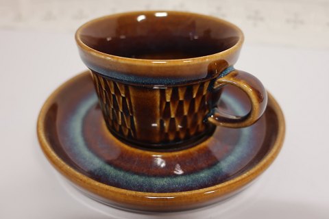 Cup and saucer
Søholm pottery/cheramics in Denmark
From the "Granit" which is often dark blue, but here it is in the very good and 
more rare colour brown/yellow-brown-blue
Stamp: Søholm Denmark Bornholmsk Stentøj
Modelno. 1829