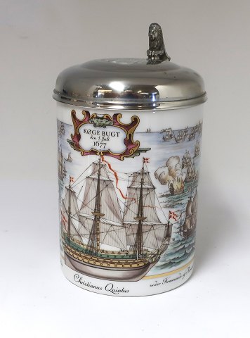 Royal Copenhagen. Niels Juel mug made on the occasion of the 300th anniversary 
of the Battle of Køge bugt 1677-1977. Height 21 cm. In original box.