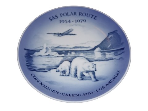 Royal Copenhagen Airplane plate 
SAS Poplar Route 1954-1979 Copenhagen - Greenland - Los Angeles