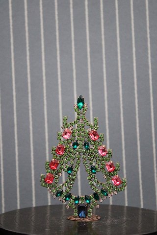Decorative, old Christmas tree in metal decorated with rhinestones and crystals 
in glass from Bohemia...
