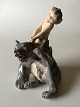 Royal Copenhagen Figurine Faun/Pan pulling Bears ear No 1804