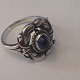 Georg Jensen Sterling Silver Ring with cabochon synt. blue sapphire No 39