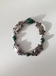 Georg Jensen Sterling Silver Bracelet with Green Agat No 11 from 1915-1930